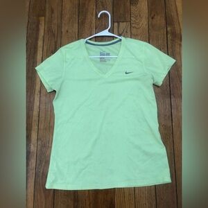 Nike Dri-FIT V-Neck Athletic Tee - Neon Size Large
